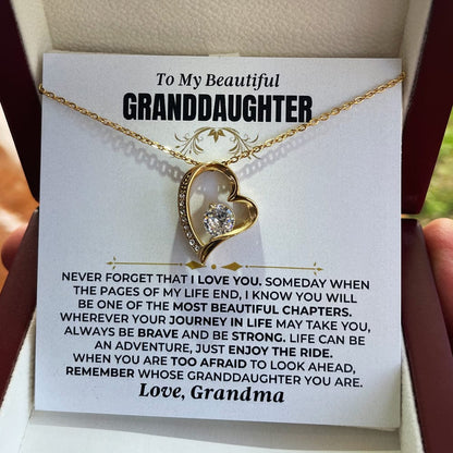 To My Beautiful Granddaughter Necklace - 18k Yellow Gold Forever Love Gift Set - SS477