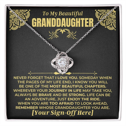 To My Beautiful Granddaughter - Personalized Sign-Off - Love Knot Gift Set - SS477V6