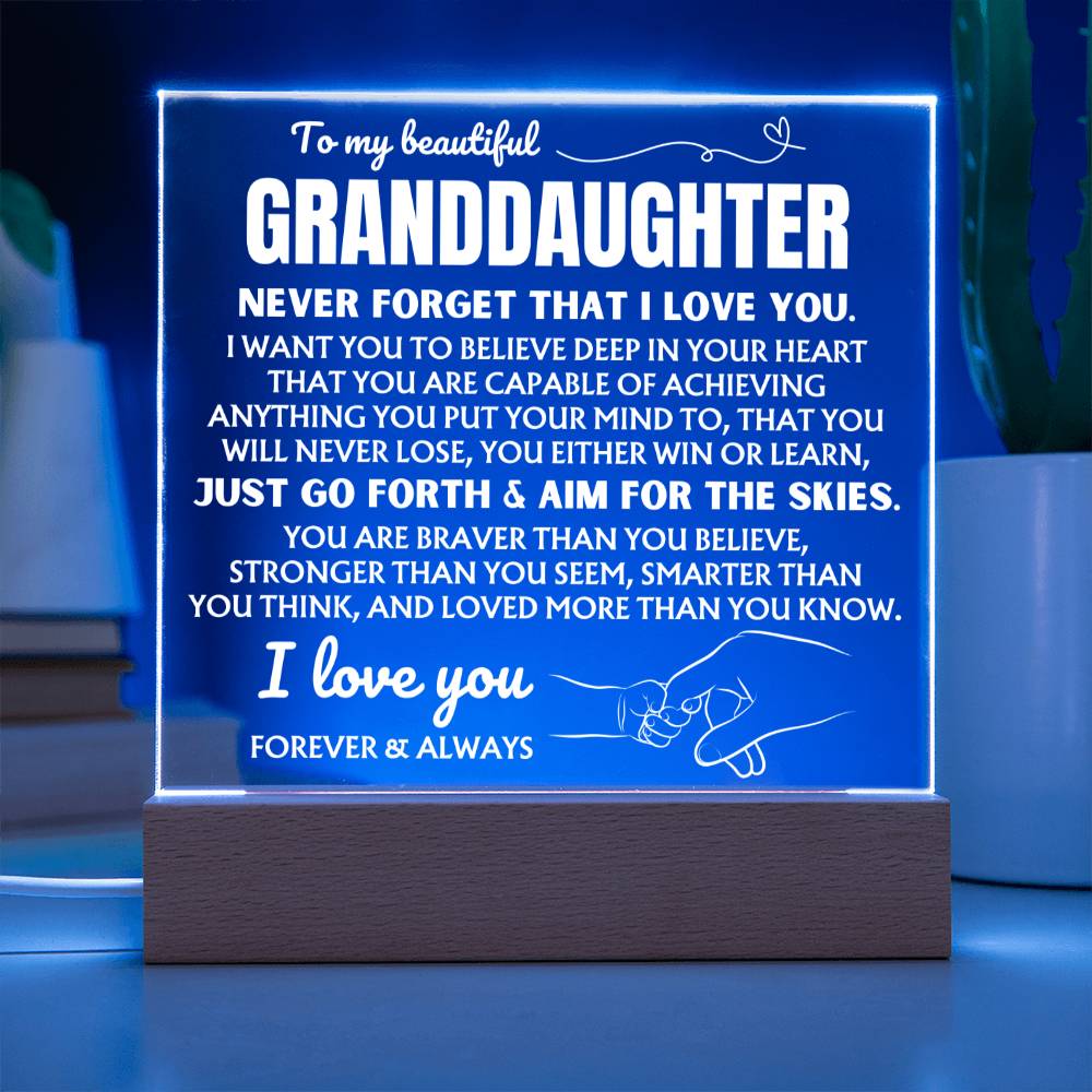 To My Beautiful Granddaughter  "Never Forget That I Love You" | Acrylic Lamp ❤️ AC48GD