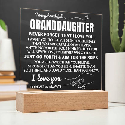 To My Beautiful Granddaughter  "Never Forget That I Love You" | Acrylic Lamp ❤️ AC48GD