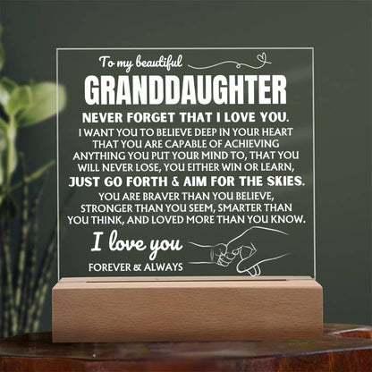 To My Beautiful Granddaughter  "Never Forget That I Love You" | Acrylic Lamp ❤️ AC48GD