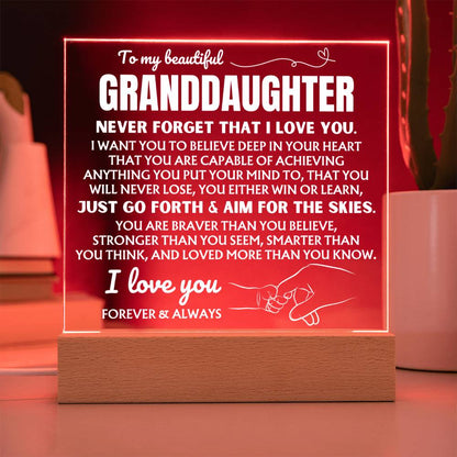 To My Beautiful Granddaughter  "Never Forget That I Love You" | Acrylic Lamp ❤️ AC48GD