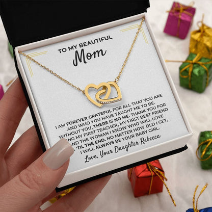To My Beautiful Mom - From Daughter - Interlocked Hearts Gift Set - SS396D
