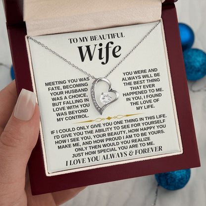 To My Beautiful Wife - Personalized  Forever Love Necklace Gift Set - SS323