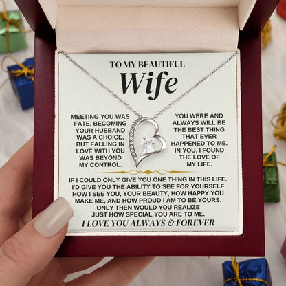 To My Beautiful Wife - Forever Love Necklace Gift Set - SS323