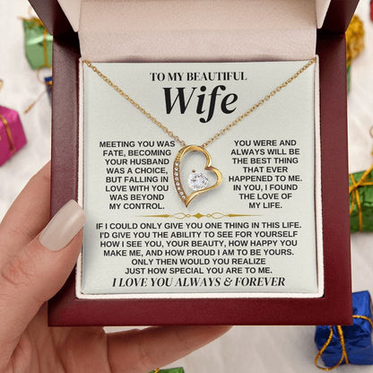 To My Beautiful Wife - Forever Love Necklace Gift Set - SS323