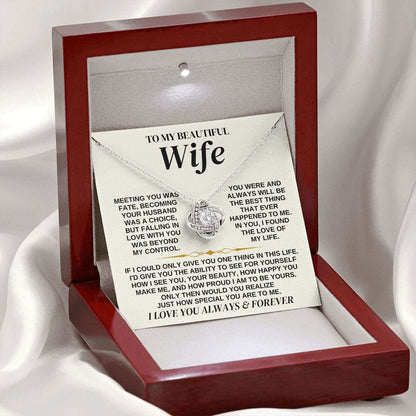 To My Beautiful Wife - Love Knot Necklace Gift Set - SS323