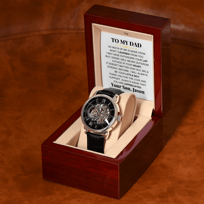 To My Dad - Premium Automatic Openwork Watch - Gift Set - SS214