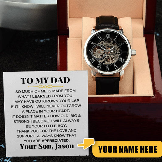To My Dad - Premium Automatic Openwork Watch - Gift Set - SS214