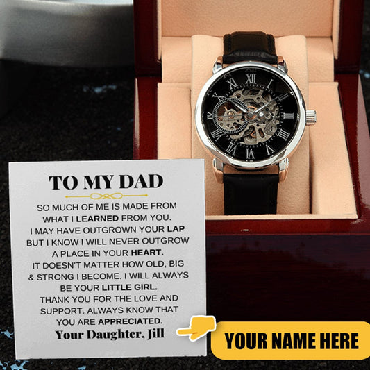 To My Dad - Premium Automatic Openwork Watch - Gift Set - SS214D