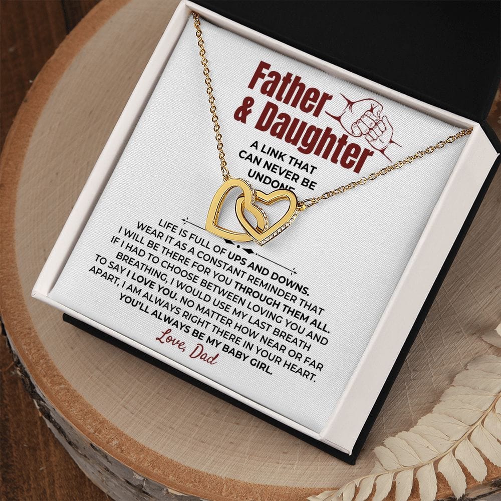 To My Daughter - Love Dad - Beautiful Linked Hearts Gift Set - SS398D
