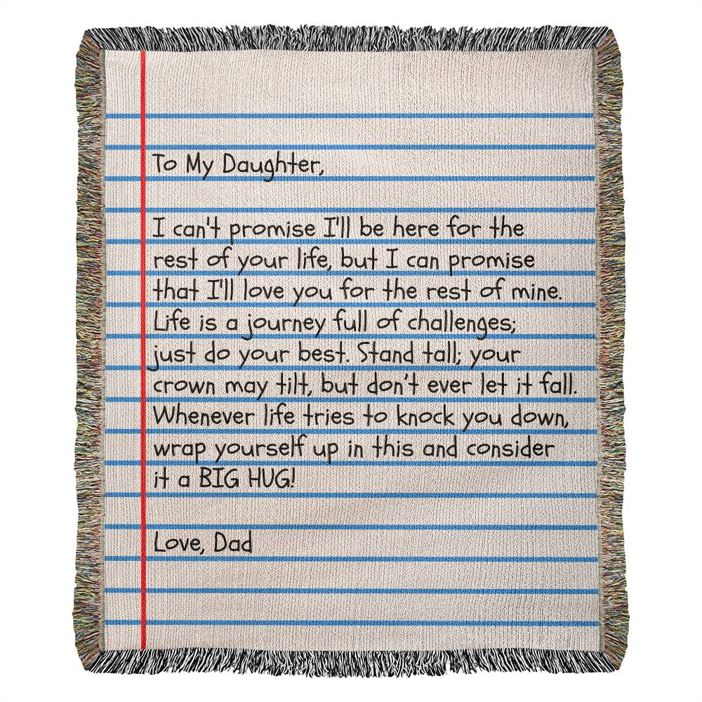 To My Daughter - Love Dad - Giant Love Note - Premium Woven Blanket - WB02