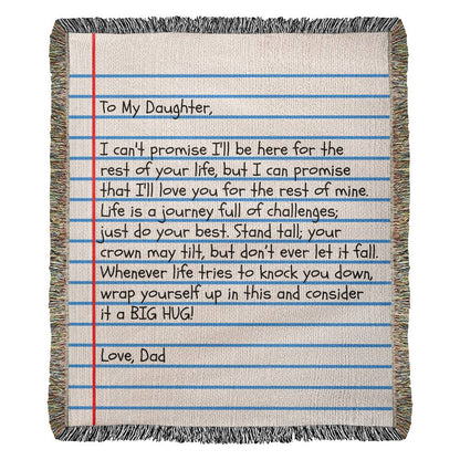 To My Daughter - Love Dad - Giant Love Note - Premium Woven Blanket - WB02