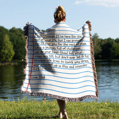 To My Daughter - Love Dad - Giant Love Note - Premium Woven Blanket - WB02