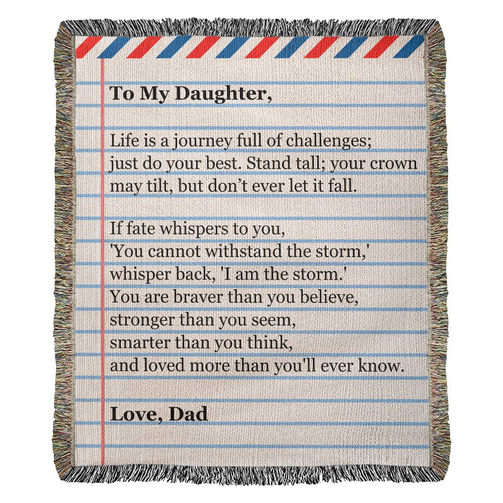To My Daughter - Love Dad - Giant Love Note - Premium Woven Blanket - WB04