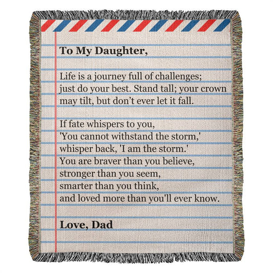 To My Daughter - Love Dad - Giant Love Note - Premium Woven Blanket - WB04