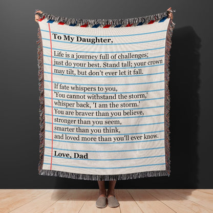 To My Daughter - Love Dad - Giant Love Note - Premium Woven Blanket - WB04