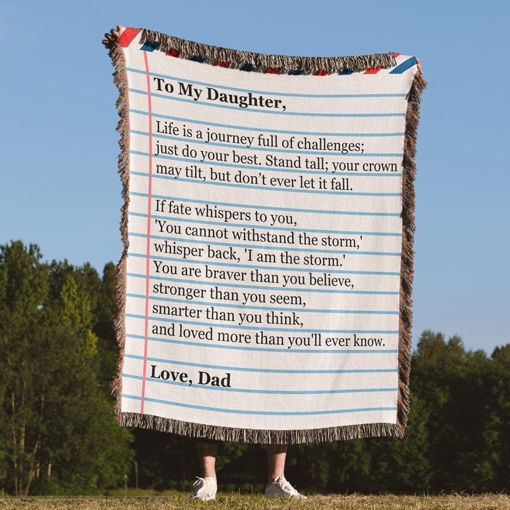 To My Daughter - Love Dad - Giant Love Note - Premium Woven Blanket - WB04