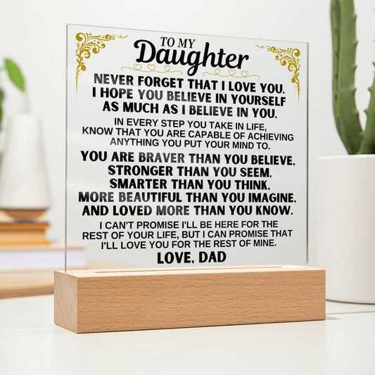 To My Daughter - Love Dad - LED-Lit Acrylic Plaque - AC28