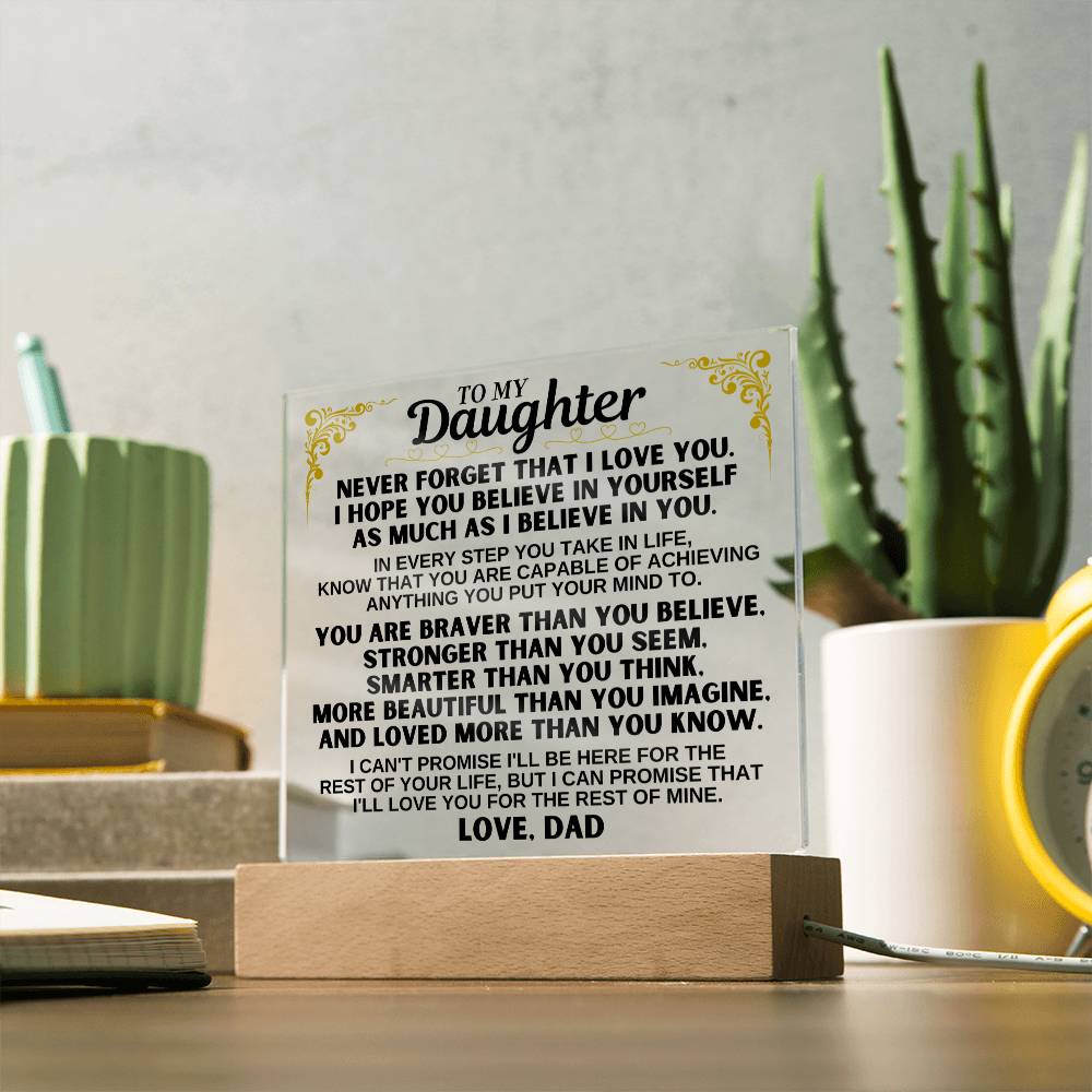 To My Daughter - Love Dad - LED-Lit Acrylic Plaque - AC28