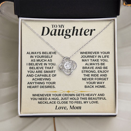 To My Daughter - Mom - Love Knot Necklace Gift Set - SS336