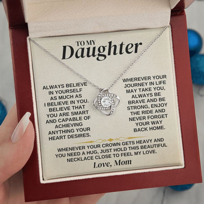 To My Daughter - Mom - Love Knot Necklace Gift Set - SS336