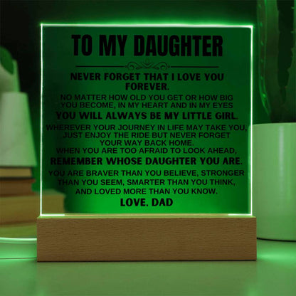 To My Daughter "You'll Always Be My Little Girl" LED-Lit Acrylic Plaque - AC20