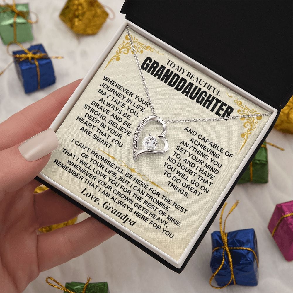 To My Granddaughter - Beautiful Heart Necklace Gift Set - SS341