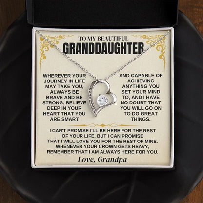 To My Granddaughter - Beautiful Heart Necklace Gift Set - SS341