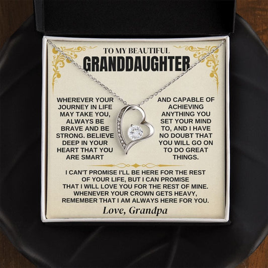 To My Granddaughter - Beautiful Heart Necklace Gift Set - SS341