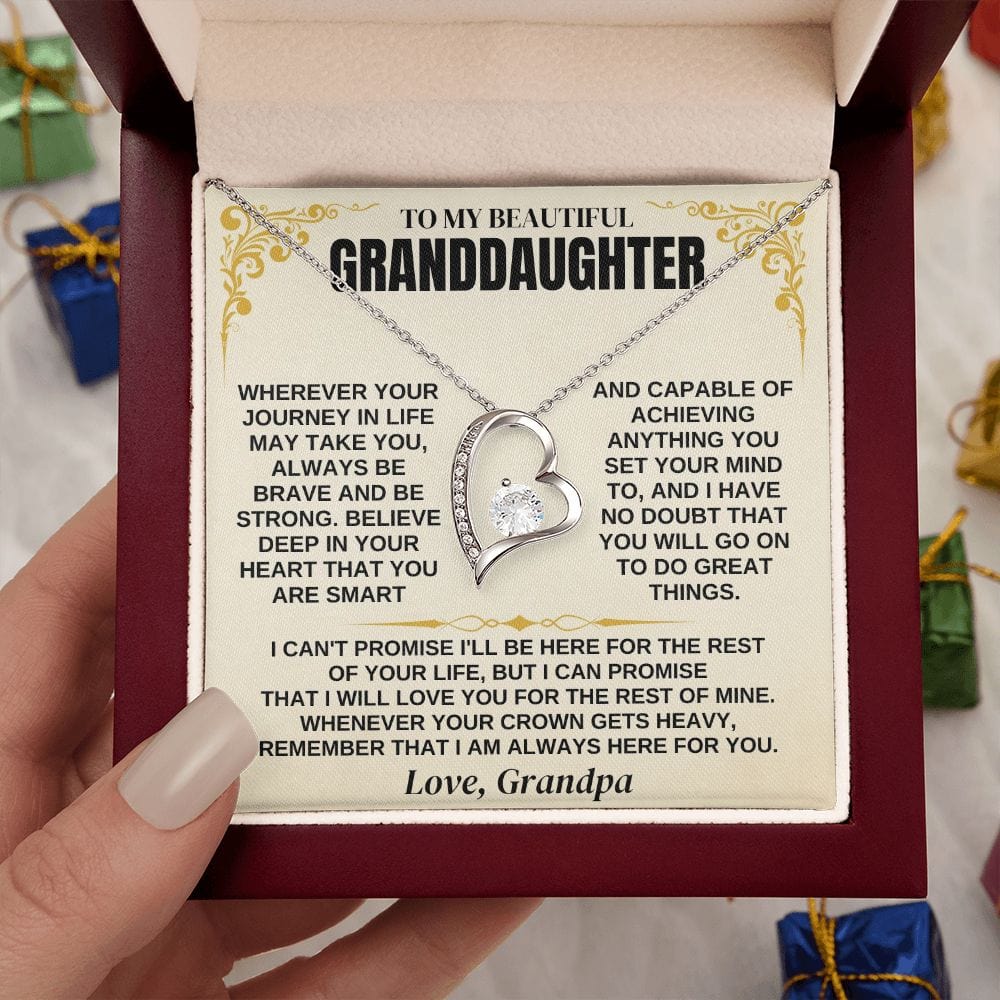 To My Granddaughter - Beautiful Heart Necklace Gift Set - SS341