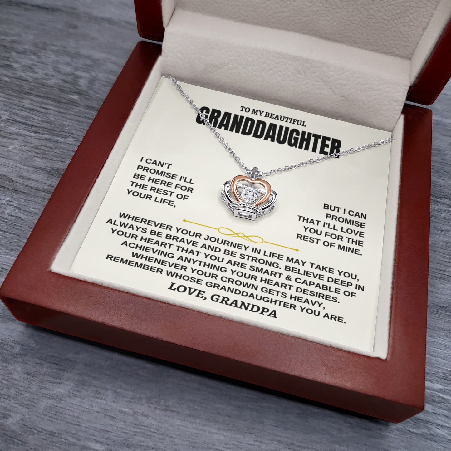 To My Granddaughter - Crown Pendant Necklace - Gift Set - SS117