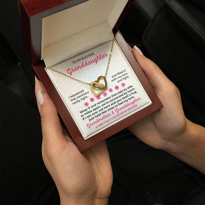 To My Granddaughter - 18k Gold Forever Linked Hearts Necklace - Gift Set - SS588
