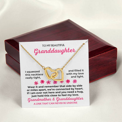 To My Granddaughter - 18k Gold Forever Linked Hearts Necklace - Gift Set - SS588