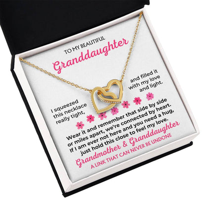 To My Granddaughter - 18k Gold Forever Linked Hearts Necklace - Gift Set - SS588
