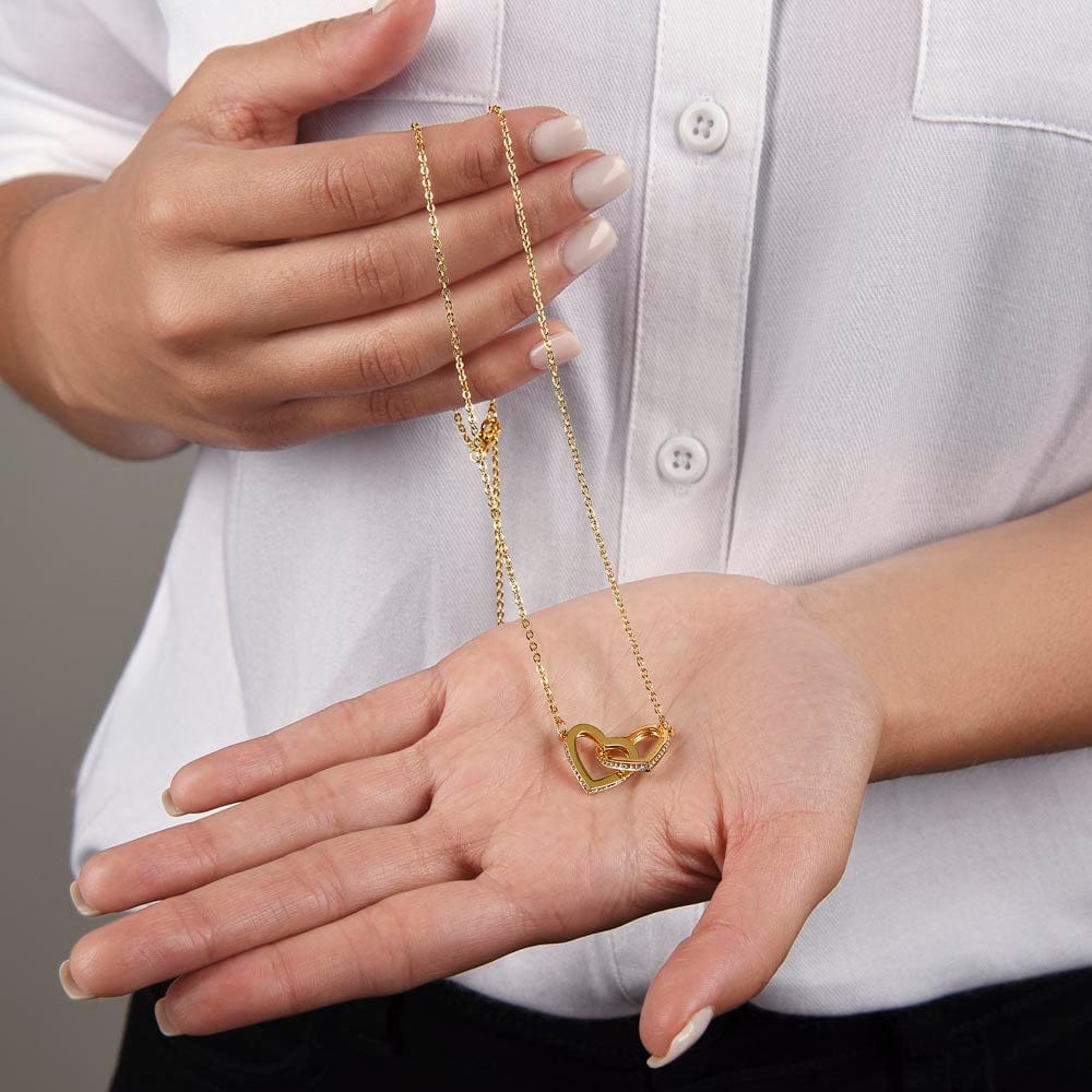 To My Granddaughter - 18k Gold Forever Linked Hearts Necklace - Gift Set - SS588