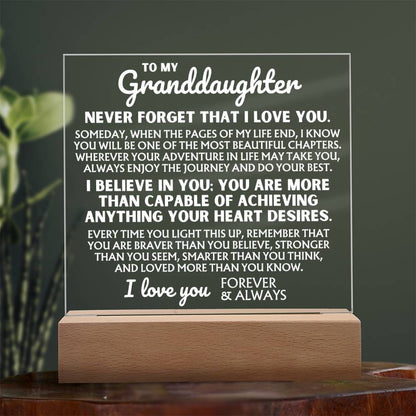 To My Granddaughter - "I Believe In You" - Acrylic Lamp ❤️ - AC45