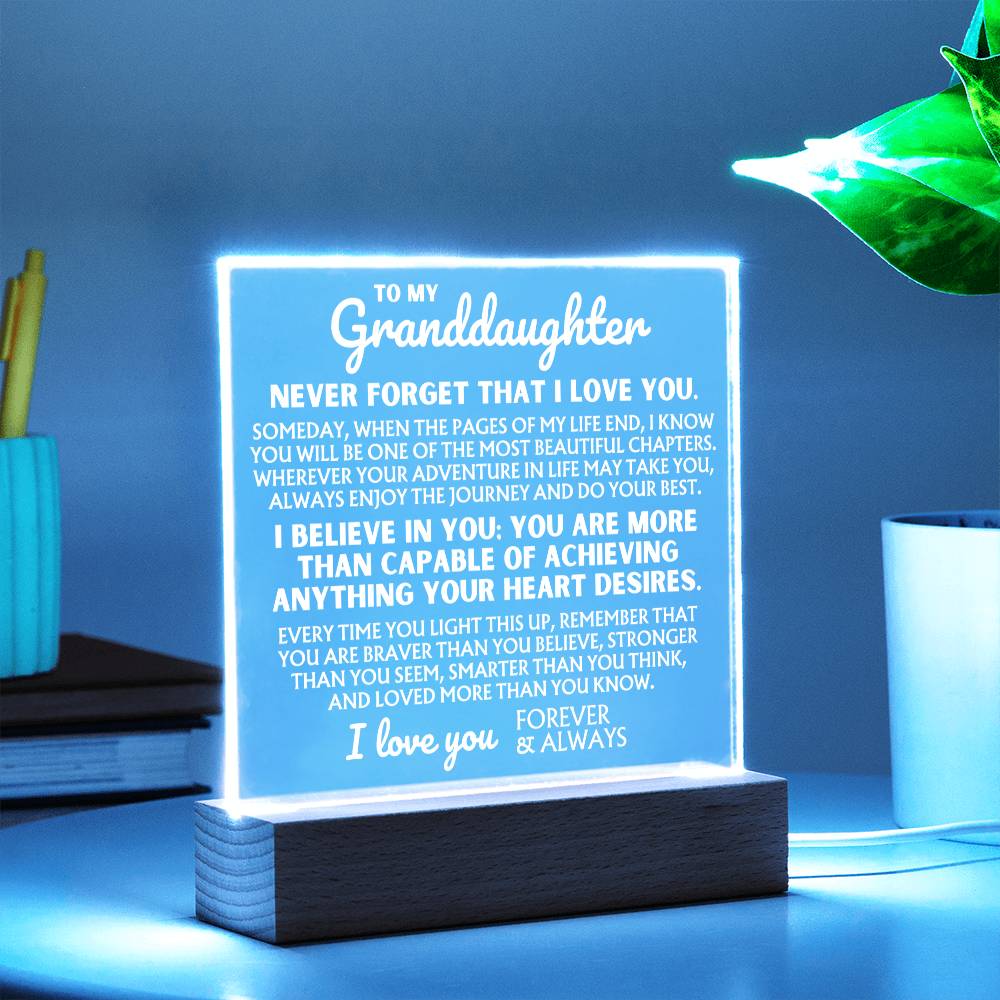 To My Granddaughter - "I Believe In You" - Acrylic Lamp ❤️ - AC45
