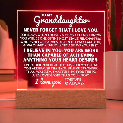 To My Granddaughter - "I Believe In You" - Acrylic Lamp ❤️ - AC45