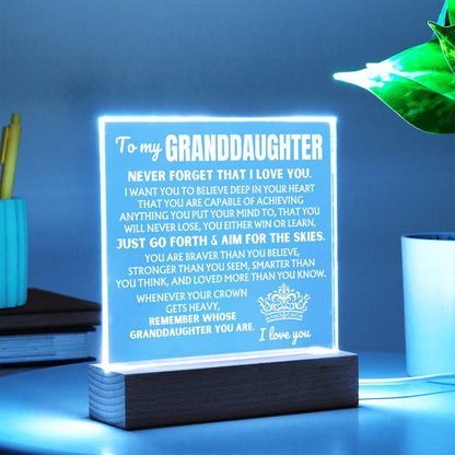 To My Granddaughter "Remember Whose Granddaughter You Are" | Acrylic Lamp ❤️ AC50GD