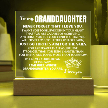 To My Granddaughter "Remember Whose Granddaughter You Are" | Acrylic Lamp ❤️ AC50GD