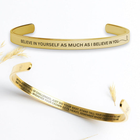 "Whenever your crown gets heavy, remember whose daughter you are" - Cuff Bracelet - SS489
