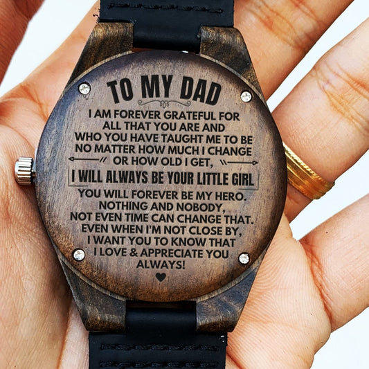 To My Dad - From Daughter - Premium Engraved Wood Watch - SS495